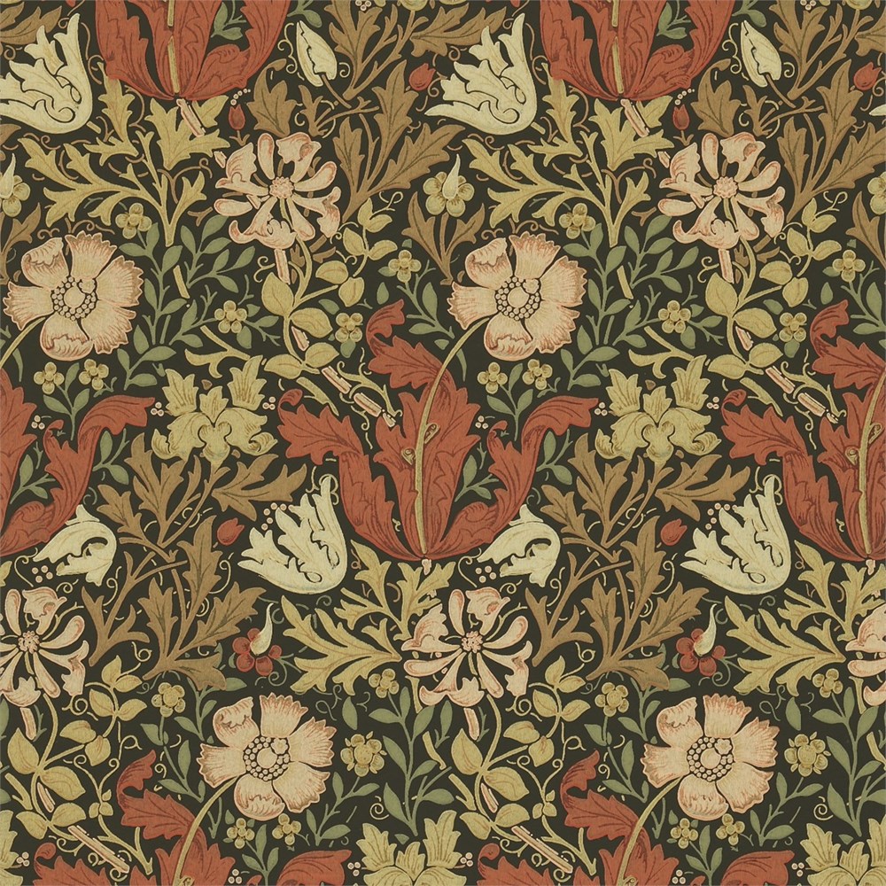 Compton Wallpaper 210420 by Morris & Co in Brown Orange